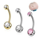 1-3pcs Cz Belly Button Ring Navel Curved Barbell Piercing Jewelry 6sizes 14g