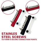 2x 6-way Bus Bar Power Distribution Terminal 150a Screws Battery Block Car Boat