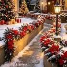 Artificial Christmas Poinsettia Garland Red Green White Pine Berry Vine Deco
