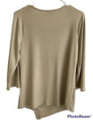Sami   Jo Womens Top Sz S Ribbed Beige Lg Sleeves Silver Buttons