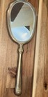 Antique Victorian Art Deco Hand Mirror Vanity Floral Silver Color Mirror 13   x 4   