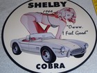 Vintage 1966 Ford Shelby Cobra Sports Car   Woman 12  Metal Gasoline   Oil Sign 