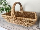 Antique Woven Market Gathering Basket Old Patina French Farmhouse 16   x11   x9   