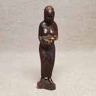 Vintage Carved Wood Wooden  Woman Statue Figurine Figure With Bowl    read   