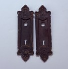 Antique San Francisco Victorian Door Knob Back Plate Cast Metal Ornate Decor T1