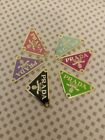 Gold  Lot Of 6  Prada Tag Button Metal 38mm Stamped Button Pendant Zipperpull 