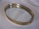 Vintage Scroll Figure Oval Vanity Mirror Tray Perfume Dresser Approx  13  X 9 