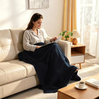 Navy Blue Cable Knit Throw Blanket Oversized 60 X 80 Super Soft Comfy Knitt   