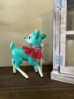 Christmas Retro Teal Reindeer Deer Figurine  Vintage Look Turquoise Blue