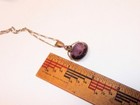 Antique Victorian Lg Amethyst Glass Pendant W new Sterling Gold Wash Necklace
