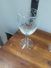 Antique Etched  Elegant Glass Floral Port  Wine Goblet Set Four Stems 5 1 2 