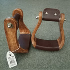Curved Wooden Horse Saddle Leather Cover Stirrups  2 0  Western Angled Stirrups
