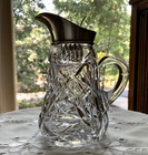 Wilcox Sterling Silver Meriden American Brilliant Cut Glass Syrup Jug   Towardly