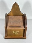Retro Wooden Recipe Box Wood W brass Eagle Vintage 1970 s Counter Or Wall Hang