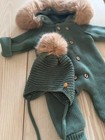 Pangasa Baby Knitted Pramsuit  And Hat Fur Pom Size 3 Months