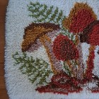 70s Mushroom Latch Hook Rug 19   26  Browns Tan Green Hippie Boho