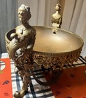 Antique Old Cast Dore Gilt Bronze Figural Compote Centerpiece Figural Bowl Dish