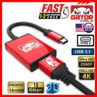 Usb-c To Hdmi Hdtv Cable Adapter 4k Audio Video Av 60hz 18gbps Phone Mac Pc 3ft