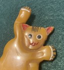 Vintage Butterscotch Bakelite Figural Cat Brooch Pin 4  Tall As Is