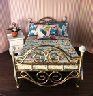 Vtg Concord Dollhouse Miniature Metal Bed Lot 1 12 Scale Rare W beads At Posts