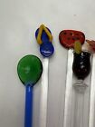 7 Vintage Blown Glass Swizzle Cocktail Stir Sticks Summer Flip Flop  Flower  Etc