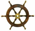 Vintage18  Antique Wooden Ship s Wheel Pirate Home Decor Wood   Brass Ship Wheel
