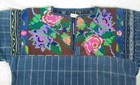 Guatemalan Embroidered Denim Shirt Flowers 1960 s 70 s Vintage Small