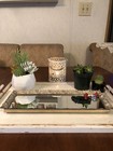 Vintage Mirror Vanity Tray Gold Tone Filigree 16    X 6    Hollywood Regency Style