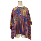 Vintage Guatemalan Santiago Atitl  n Maya Purple Stripe Floral Embroidered Huipil