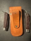Vintage Klein Tools Inc  2 Lockback Folding Knives 5186 Leather Case