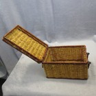 Vintage Rectangle Basket With Hinged Lid And Handles No Locking Closure 6 X 9 5 