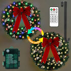 24  Battery Operated Prelit Christmas Door Wreath With 50 Light   Timer   Remote