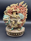 Antique vintage Bronze Buddha Statue Mahakala Wrathful Deity  W dragon