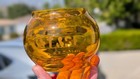 Atchison Topeka   Santa Fe Corning Amber Short Railroad Lantern Globe
