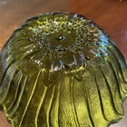 Lily Pons Avocado Green By Indiana Glass 7   Bowl Sculpted Leaves Sunflower Vtg