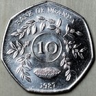 1987 - Uganda - 10 Shillings  Coin- Coffee Plants - Km 30
