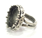 Ring Blank Setting Base Bezel Cabochon Antique Silver Plated Brass G5239