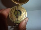 Vintage Antique Style Brass Pocket Sundial Compass W String