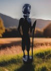 African Tribal Hand Carved Folk Art Wood Tribesman Wooden Man Figure statue