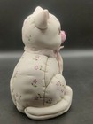 Vintage Large Geo Z Lefton Patchwork Ceramic Cat Floral Design 06150