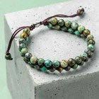 A  African Turquoise Double Layer Beads Braided Healing Balance Lucky Bracelet