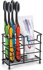 Stainless Steel Bathroom Toothbrush-toothpaste Holder Stand Organizer  black 
