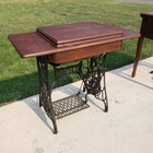 Antique Singer Treadle Sewing Machine In Folding Cabinet Desk Table Needs Belt