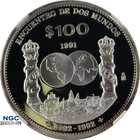 1991mo Mexico S100p Ibero-american Series I - Encounter Of Two Worlds Pf 69 Uc