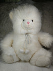 Vtg Russ Berrie   Co 14  White Sparkling Fluffy Cat Kitten Hand Made Plush Toy