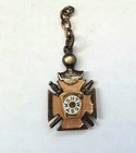 Antique Knights Templar In Hoc Signo Vinces Black Onyx Fob Pendant Vtg Masonic