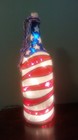 American Flag Bottle Lamp Hand Painted Lighted Stained Glass Look