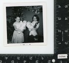 Girls By Christmas Tree With Toy Dolls Vintage Found Snapshot Vernacular Photo 