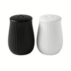 Ceramic Ribbed Salt Pepper Shakers Set Modern Kitchen Utility Durable Design New