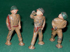 Lot Of 9 1930s Barclay Manoil Ww1 Toy Soldiers Flag Bugle Marching Green Helmet